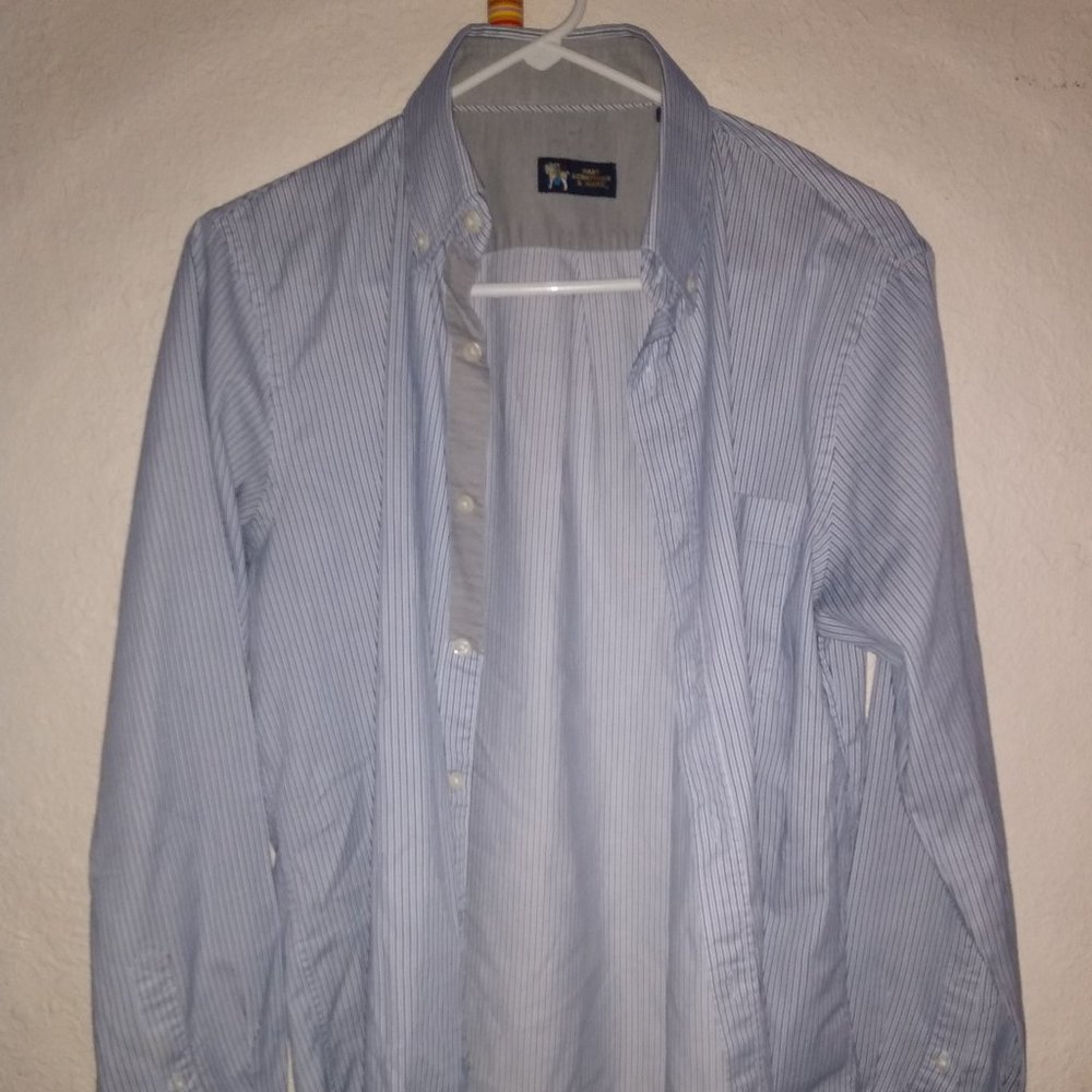 Hart Schaffner Marx Striped Navy Blue Men's Dress Shirt